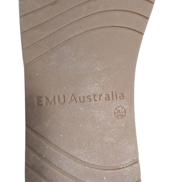 EMU Australia Gray Fabric Unisex Slippers Orange Stitch Moc Indoor Shoes W/7 M/6 - Picture 2 of 7